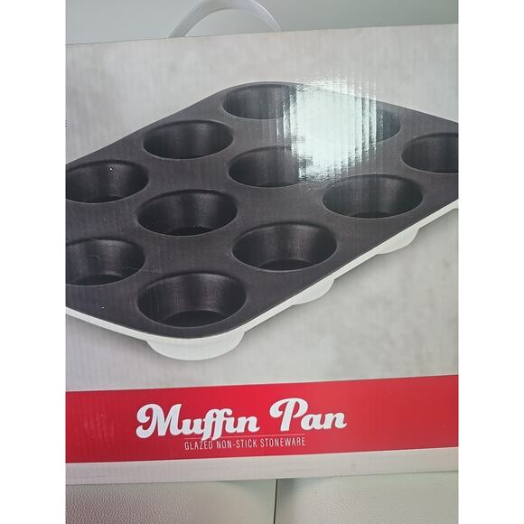 2 NEW Parini Stoneware Muffin Cupcake Pans 12 Cup Stone Stoneware NEW IN BOX - Picture 5 of 7
